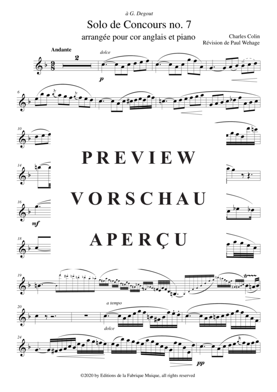 Produktgalerie: Seite 14 von 17 Solo de Concours no. 7 , , (Englischhorn + Klavier)