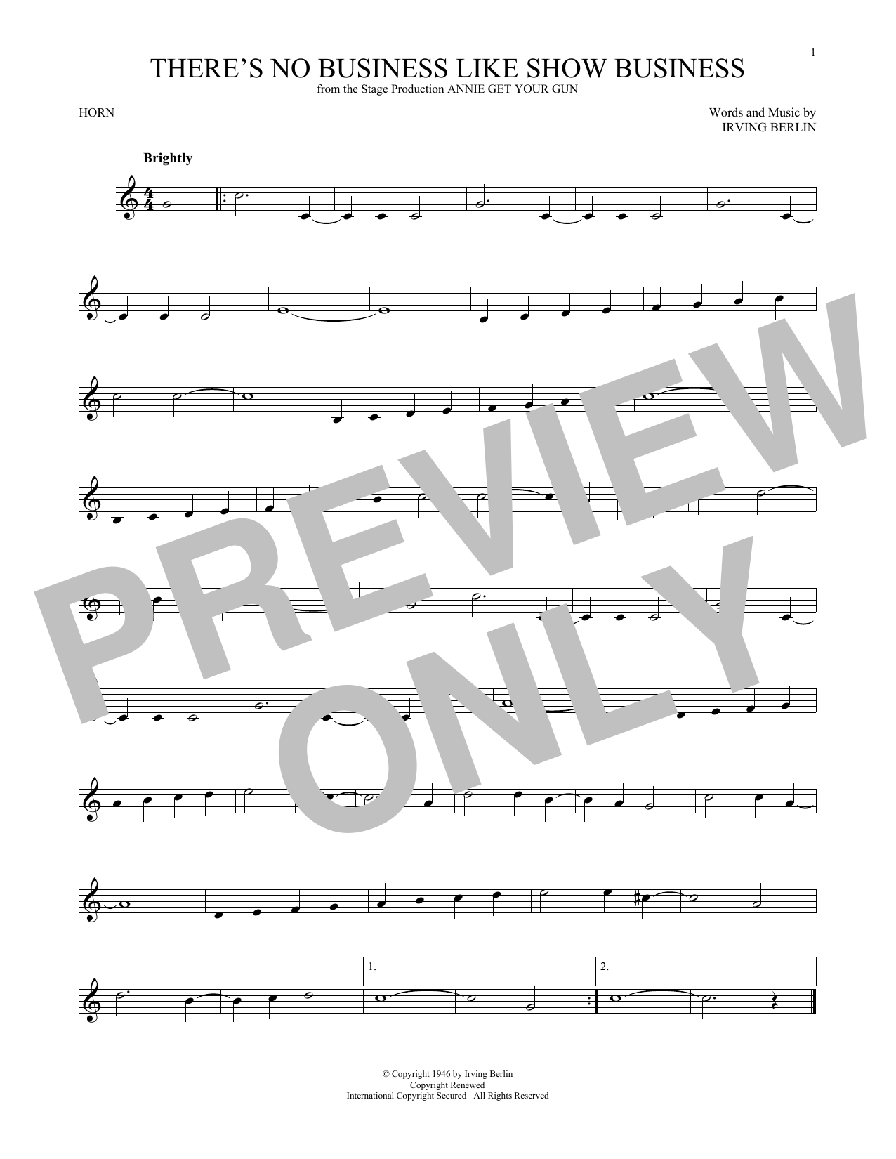 Produktgalerie: Seite 1 von 1 There's No Business Like Show Business, Irving Berlin, Horn