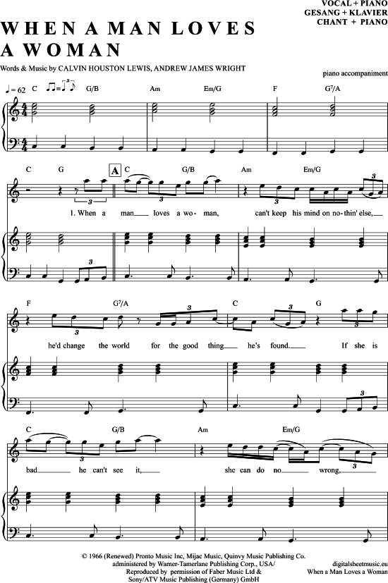 Product gallery: Page 1 of 6 When a man loves a woman , Sledge, Percy, Voice with Piano Accompaniment