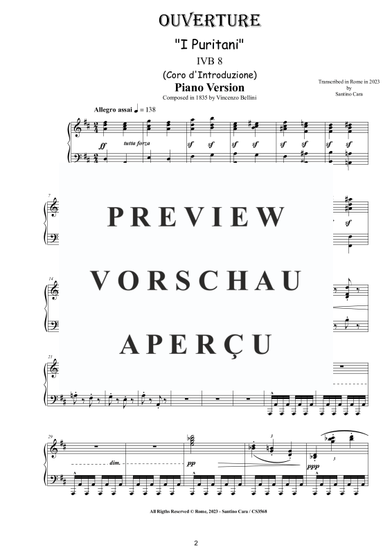Produktgalerie: Seite 3 von 11 Ouverture from (I Puritani), , Klavier Solo