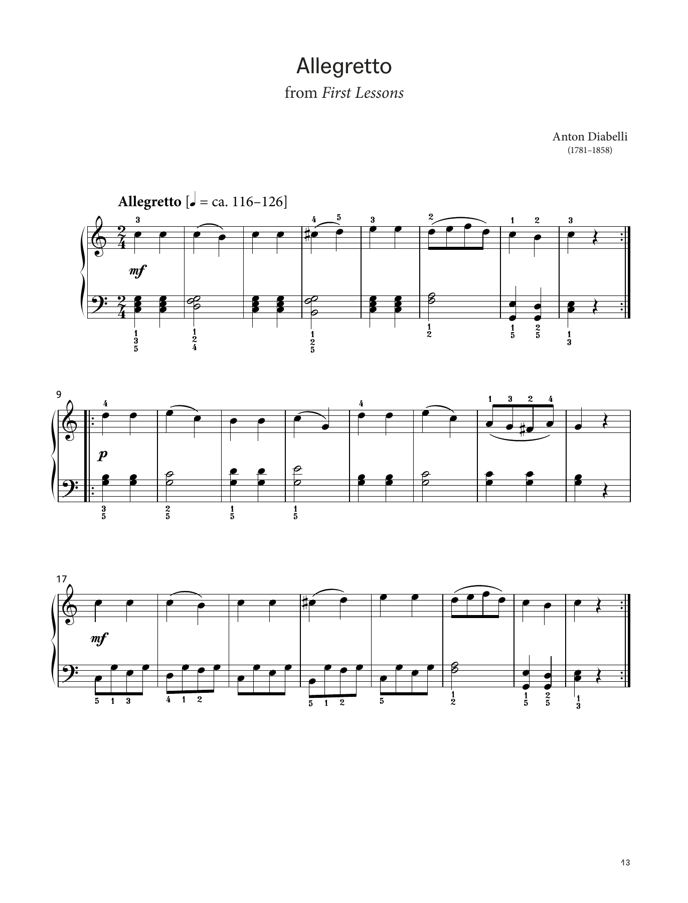 Produktbild zu: Allegretto, Op 125. No. 3 (LCME Piano 2018 Grade 1 List A)