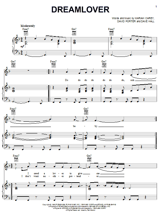 Produktgalerie: Seite 1 von 1 Dreamlover, Mariah Carey, Gesang, Gitarre, Klavier