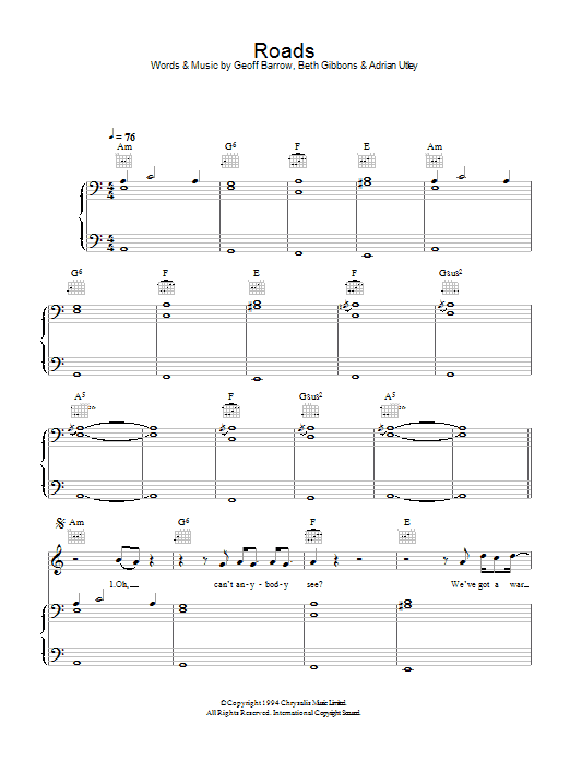 Produktgalerie: Seite 1 von 1 Roads, Portishead, Gesang, Gitarre, Klavier