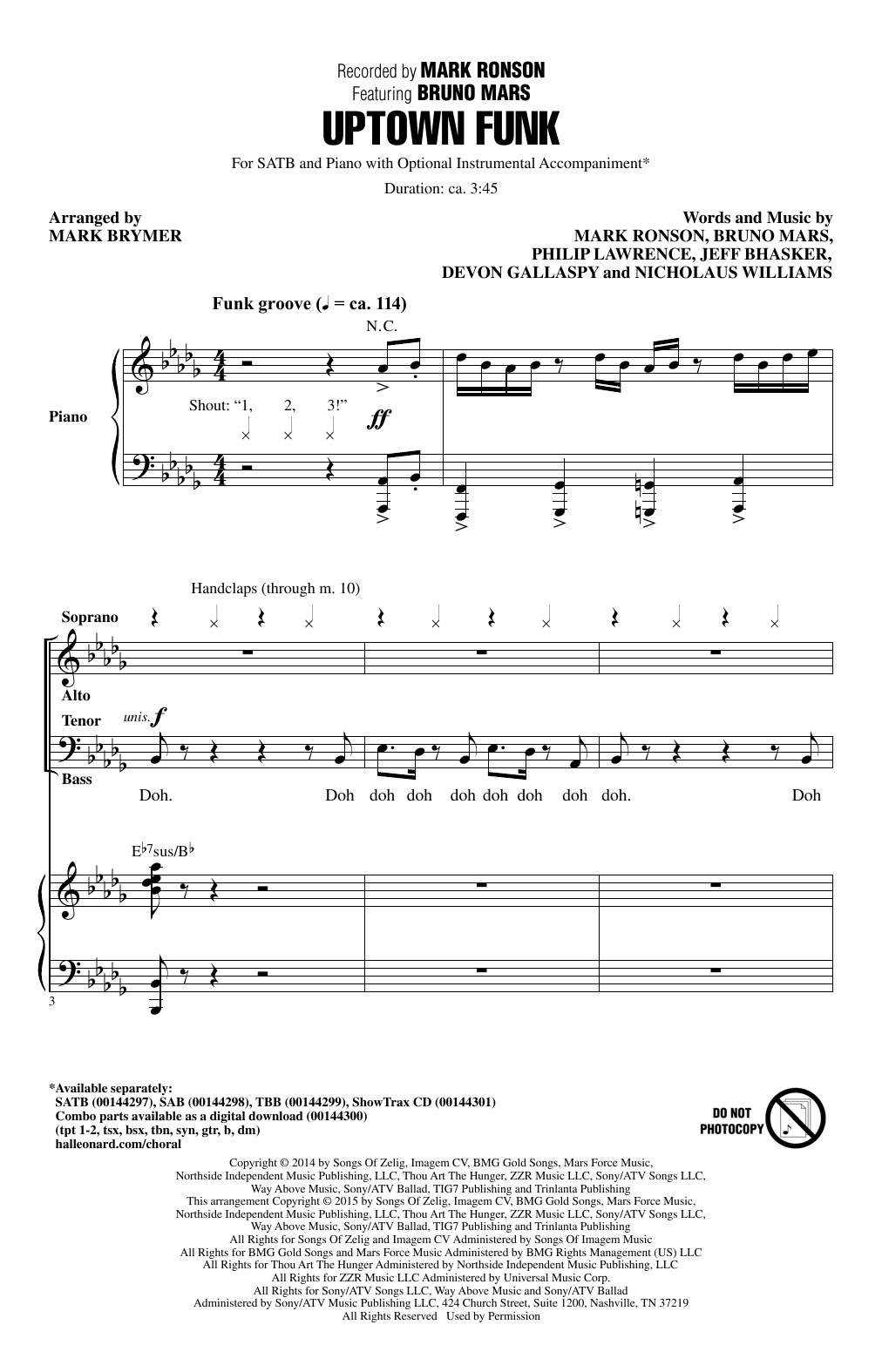 Produktbild zu: Uptown Funk (feat. Bruno Mars) (arr. Mark Brymer)