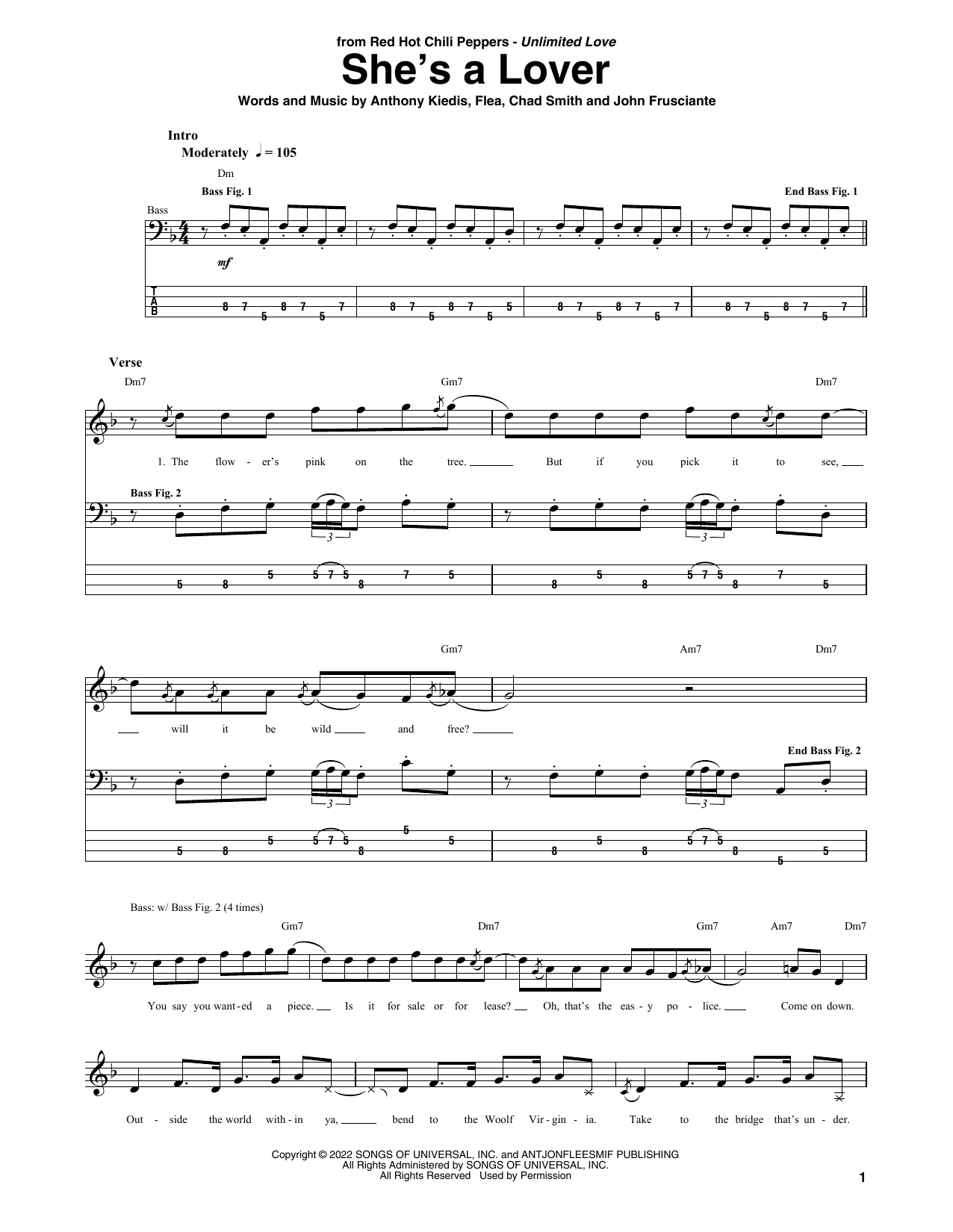 Produktgalerie: Seite 1 von 1 She's A Lover, Red Hot Chili Peppers, E-Bass