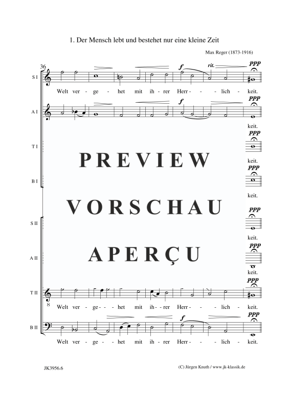 gallery: Der Mensch lebt und bestehet nur eine kleine Zeit Op.138, No.1, , (Gemischter Chor 8-stimmig SSAATTBB)