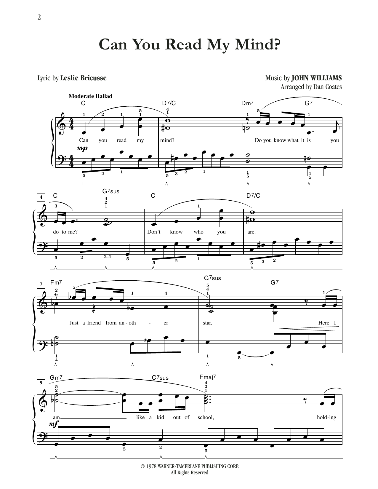 Product picture to: Can You Read My Mind? (Love Theme from SUPERMAN) (arr. Dan Coates)