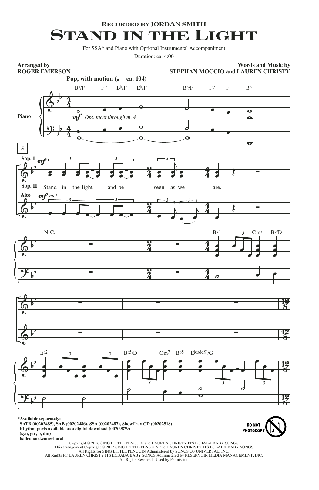 Produktgalerie: Seite 1 von 1 Stand In The Light, Roger Emerson, Chor