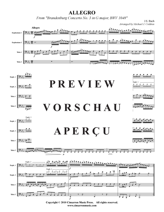Product gallery: Page 2 of 17 Allegro aus Brandenburgisches Konzert Nr. 3 , , (Tuba Quartet: 2x Baritone, 2xTuba)