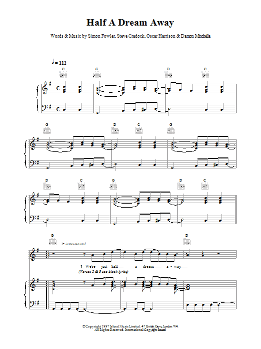 Produktgalerie: Seite 1 von 1 Half A Dream Away, Ocean Colour Scene, Gesang, Gitarre, Klavier