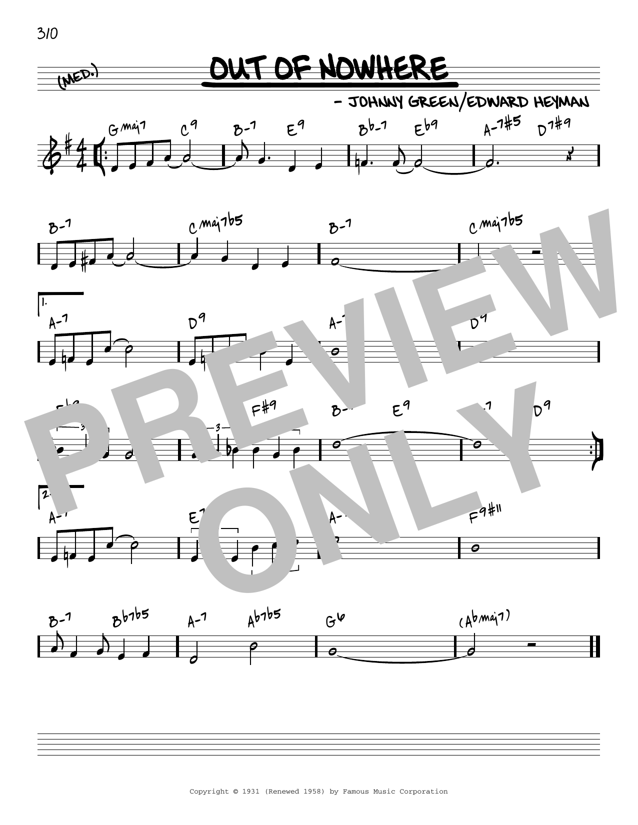 Produktbild zu:  Out Of Nowhere [Reharmonized version] (arr. Jack Grassel) - Johnny Green