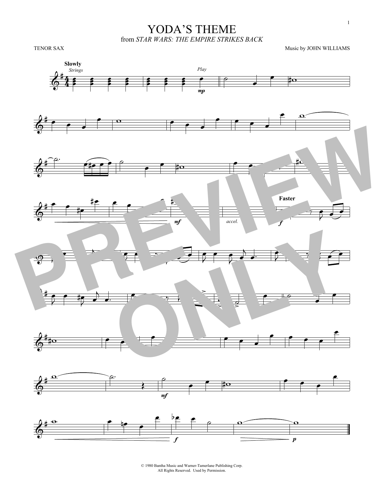 Product gallery: Page 1 of 1 Yoda's Theme (from Star Wars: The Empire Strikes Back), John Williams