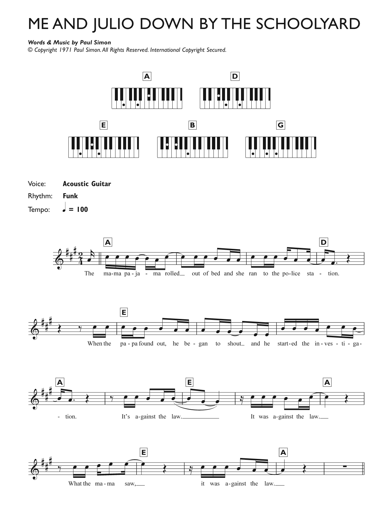 Produktgalerie: Seite 1 von 1 Me And Julio Down By The Schoolyard, Paul Simon, Klavier