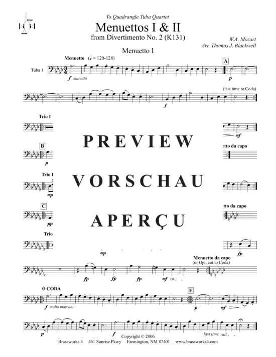 Product gallery: Page 10 of 17 Menuettos I u II  , , (Tuba Quartet: 2x Baritone, 2xTuba)