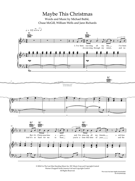 Produktgalerie: Seite 1 von 1 Maybe This Christmas, Michael Bublé, Gesang, Gitarre, Klavier