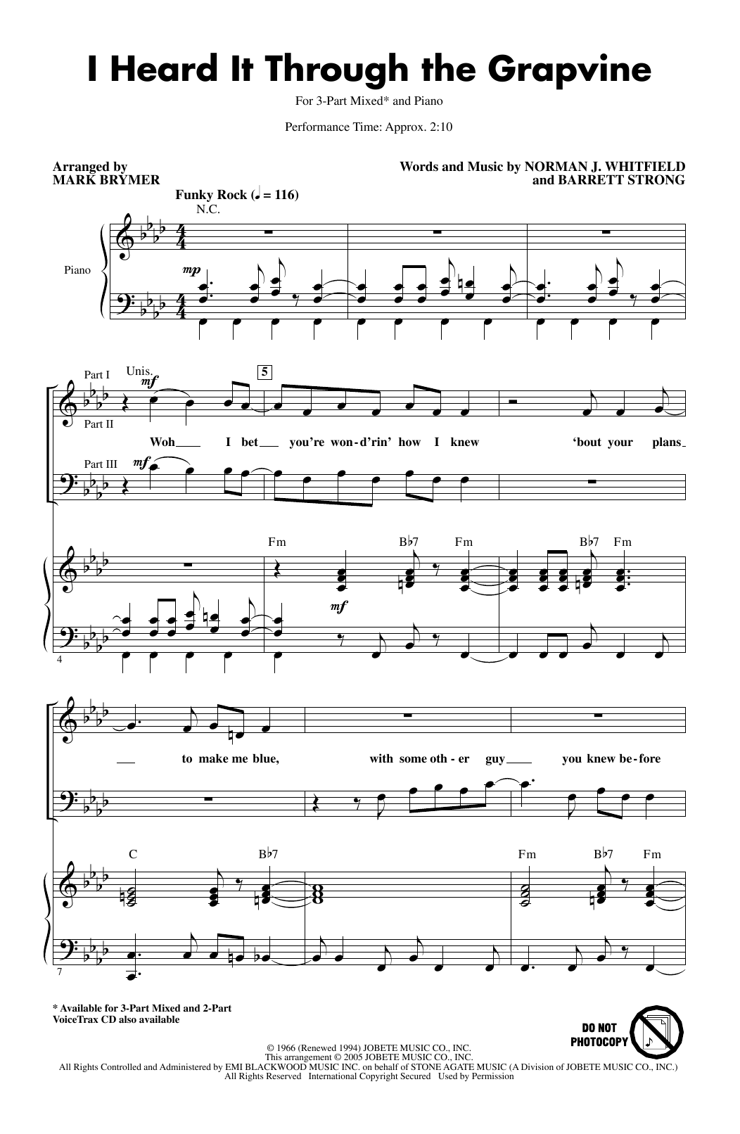 Produktgalerie: Seite 1 von 1 I Heard It Through The Grapevine (arr. Mark Brymer), Marvin Gaye, Chor
