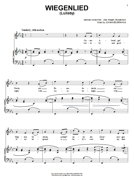 Produktgalerie: Seite 1 von 1 Lullaby (Cradle Song), Johannes Brahms, Gesang, Gitarre, Klavier