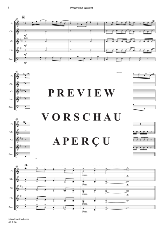 Produktgalerie: Seite 7 von 19 Let It Be , Beatles, The, (Holzbläser Quintett)