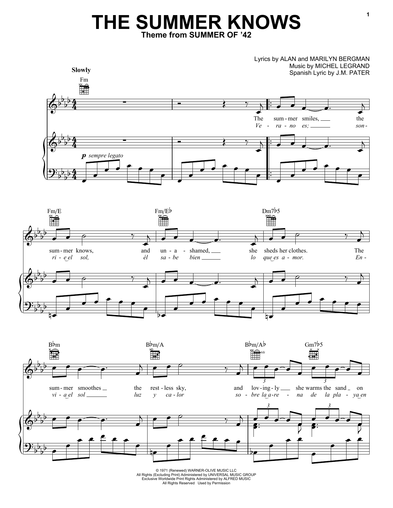 Produktbild zu: The Summer Knows (Theme from Summer Of '42)