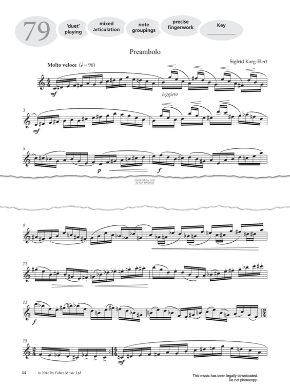 gallery: Study No.79 'Preambolo' (from 'More Graded Studies For Saxophone Book Two'), Sigfrid Karg-Elert, Saxophon