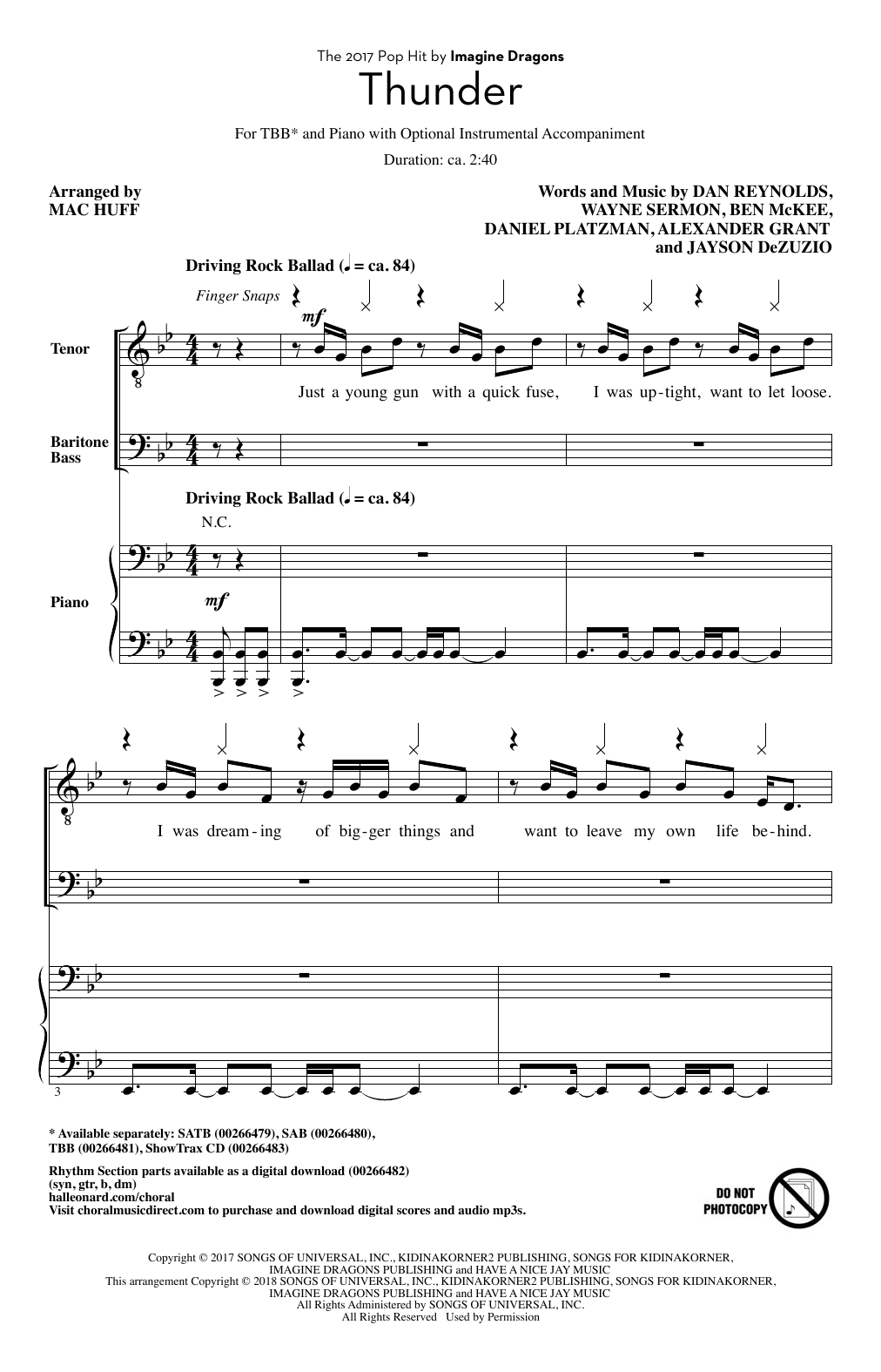Produktbild zu: Thunder (arr. Mac Huff)