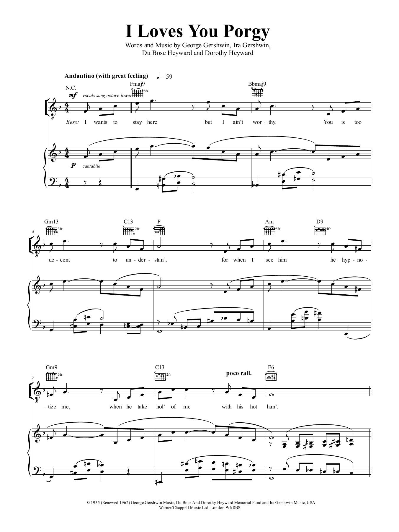 Produktgalerie: Seite 1 von 1 I Loves You, Porgy (from Porgy And Bess), George Gershwin, Gesang, Gitarre, Klavier