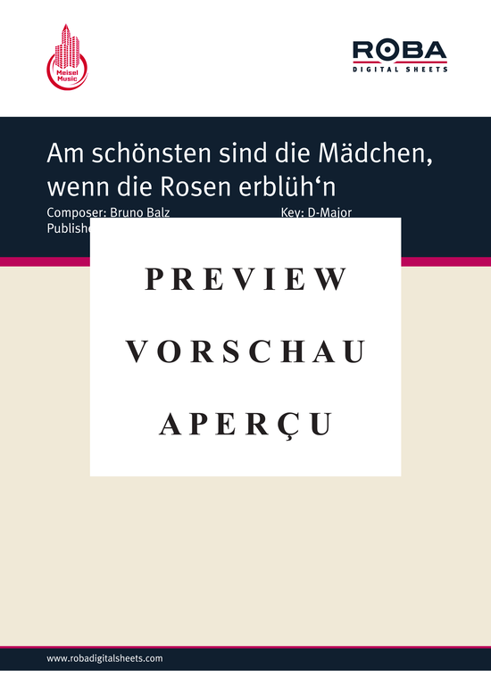 Produktgalerie: Seite 2 von 4 Am schönsten sind die Mädchen, wenn die Rosen erblühn, 	, Klavier und Gesang