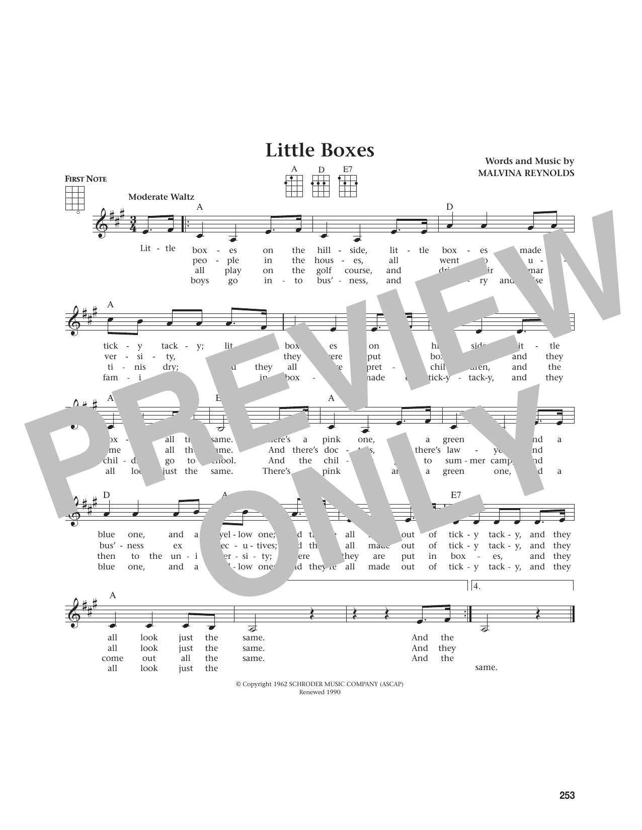 Produktgalerie: Seite 1 von 1 Little Boxes (from The Daily Ukulele) (arr. Jim Beloff), Pete Seeger, Ukulele