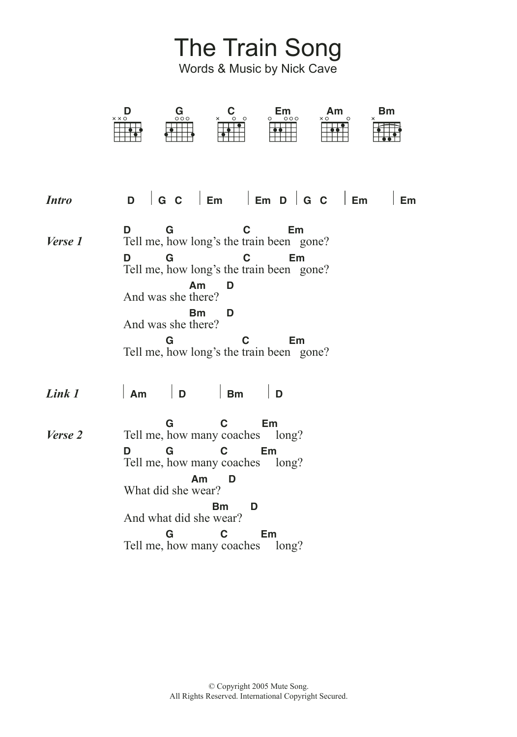 Produktgalerie: Seite 1 von 1 The Train Song, Nick Cave, Gitarre