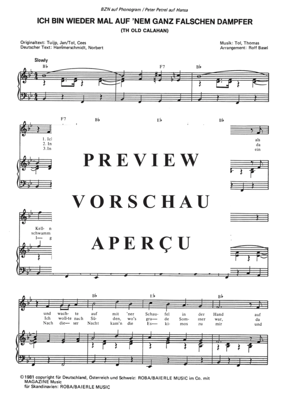 Produktgalerie: Seite 4 von 4 Ich bin wieder mal auf 'nem ganz falschen Dampfer , , Klavier und Gesang