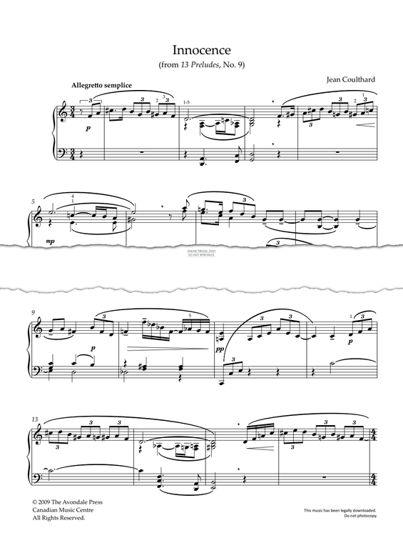 Produktgalerie: Seite 1 von 1 Innocence (from 13 Preludes, No. 9), Jean Coulthard, Klavier