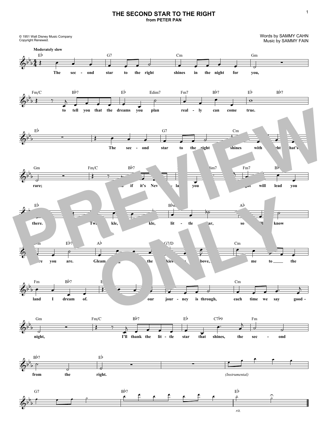 Produktbild zu: The Second Star To The Right (from Peter Pan)