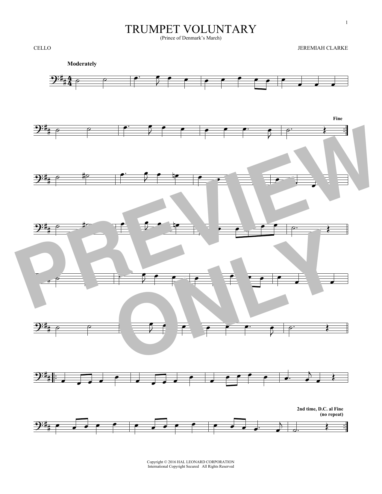 Produktgalerie: Seite 1 von 1 Trumpet Voluntary, Jeremiah Clarke, Violoncello