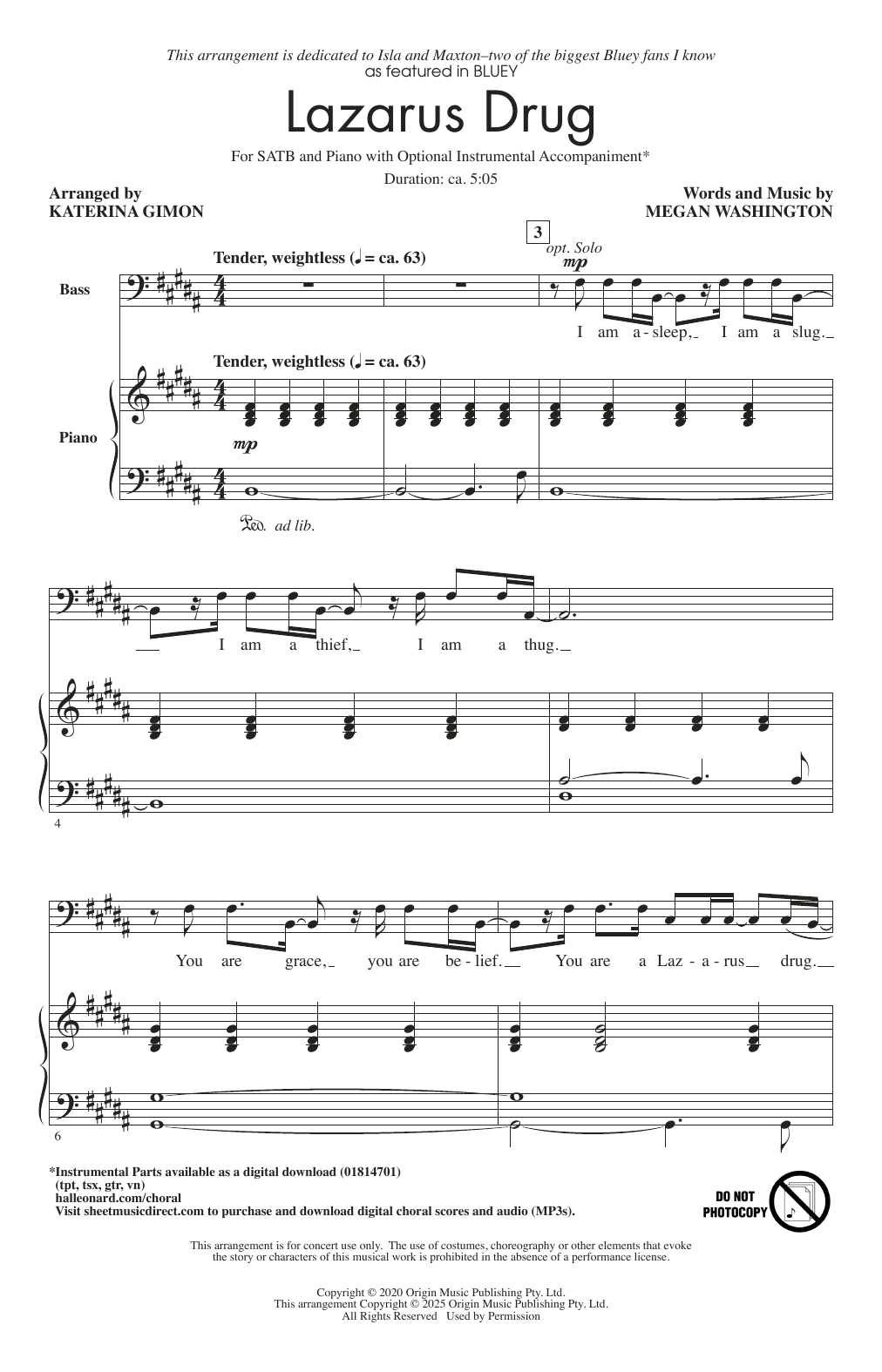 Produktbild zu: Lazarus Drug (from Bluey) (arr. Katerina Gimon)