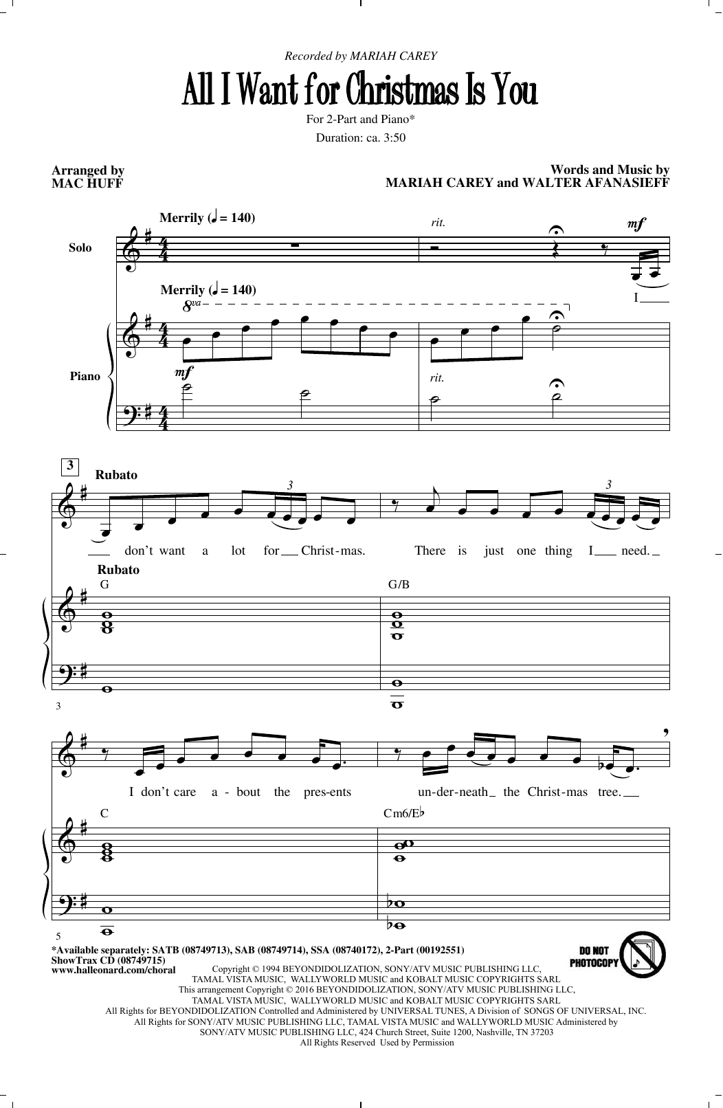 Produktbild zu: All I Want For Christmas Is You (arr. Mac Huff)