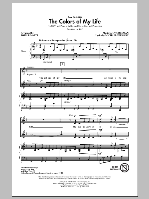 Produktgalerie: Seite 1 von 1 The Colors Of My Life, John Leavitt, Chor