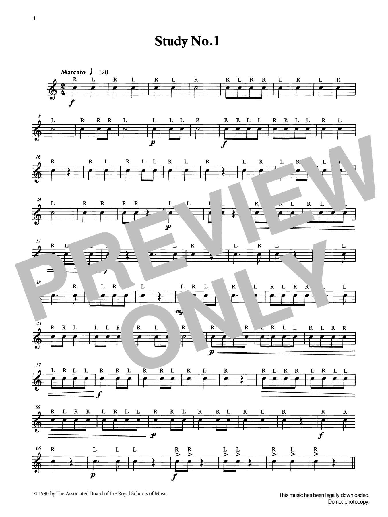 Produktgalerie: Seite 1 von 1 Study No.1 from Graded Music for Snare Drum, Book I, Ian Wright and Kevin Hathaway, Percussion