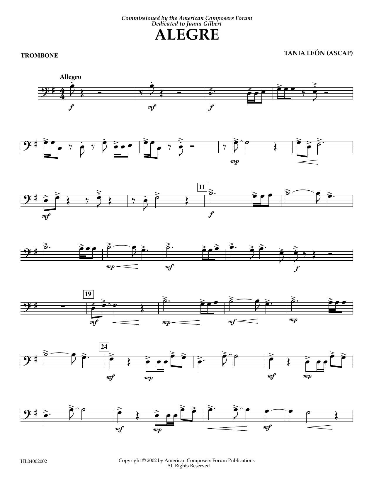 Produktgalerie: Seite 1 von 1 Alegre - Trombone, Tania Leon, Ensemble