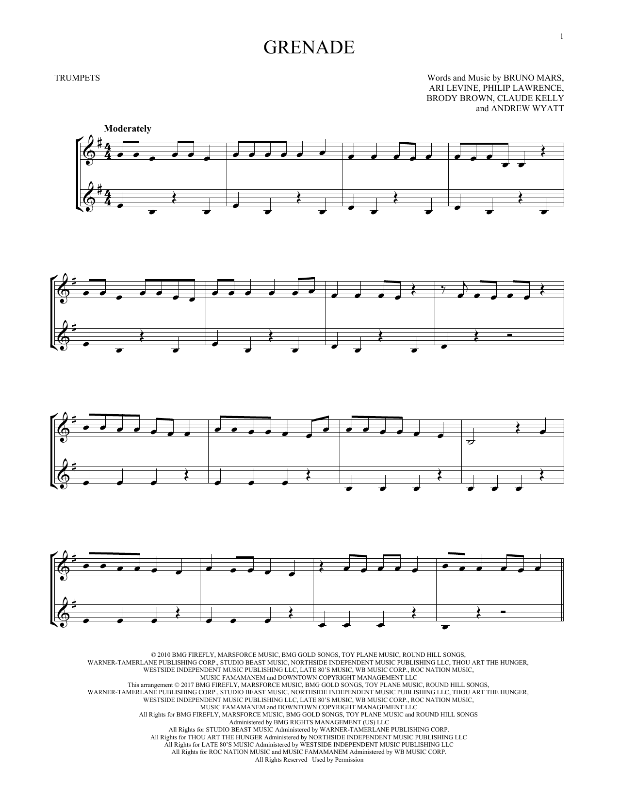 Produktgalerie: Seite 1 von 1 Grenade, Bruno Mars, Trompete