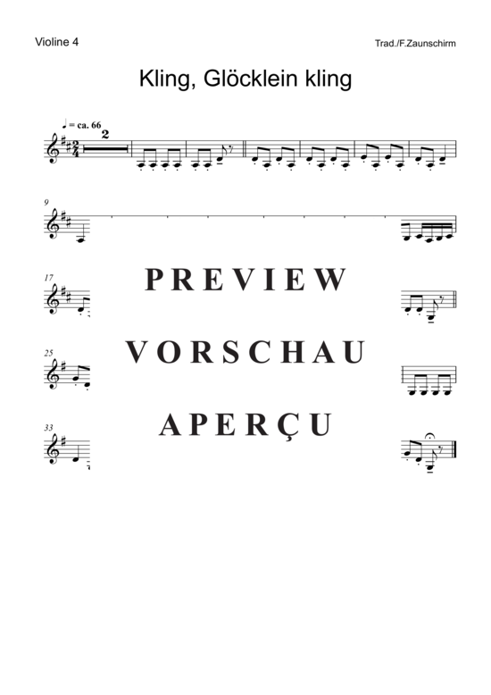 Product gallery: Page 6 of 6 Kling, Glöcklein kling , , (violin quartet)
