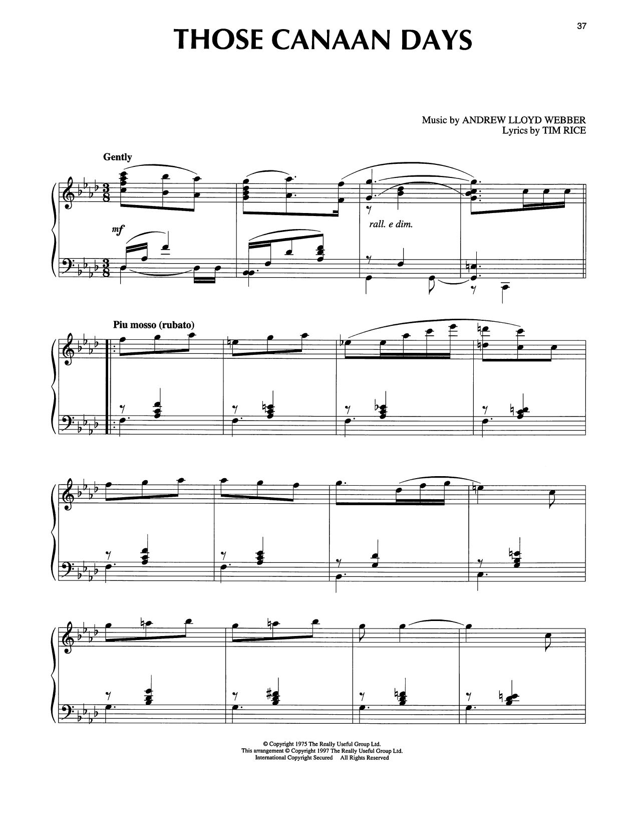 Produktgalerie: Seite 1 von 1 Those Canaan Days (from Joseph And The Amazing Technicolor Dreamcoat), Tim Rice, Klavier