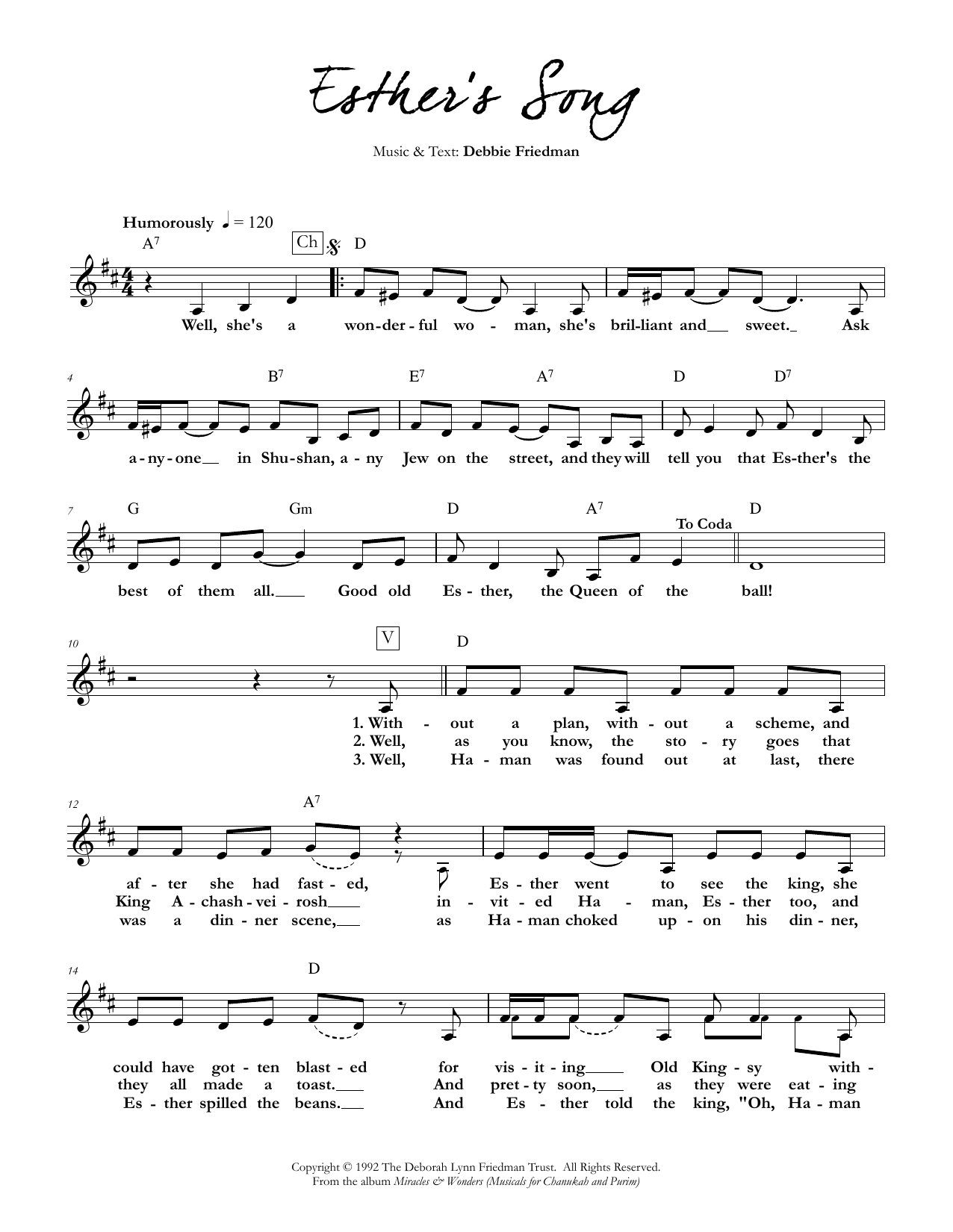 Product gallery: Page 1 of 1 Esther's Song, Debbie Friedman