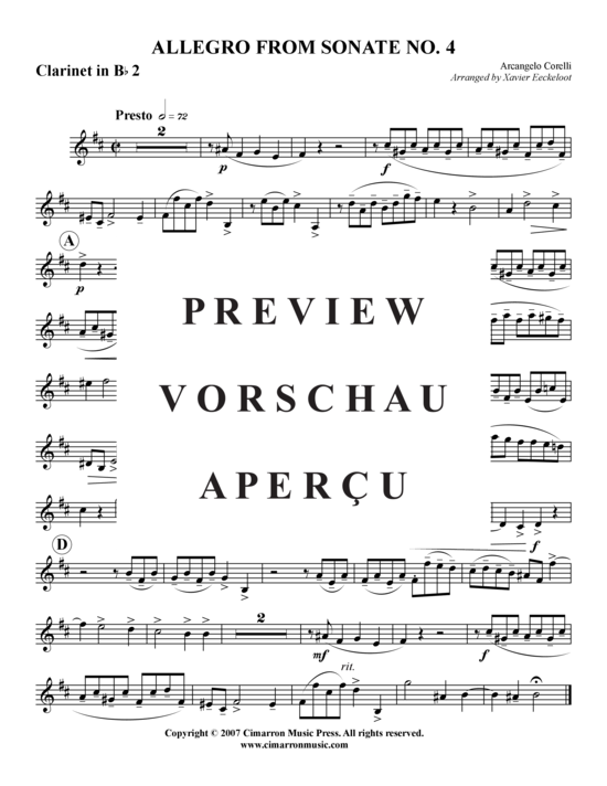 Product gallery: Page 6 of 7 Allegro , , (clarinet quartet)