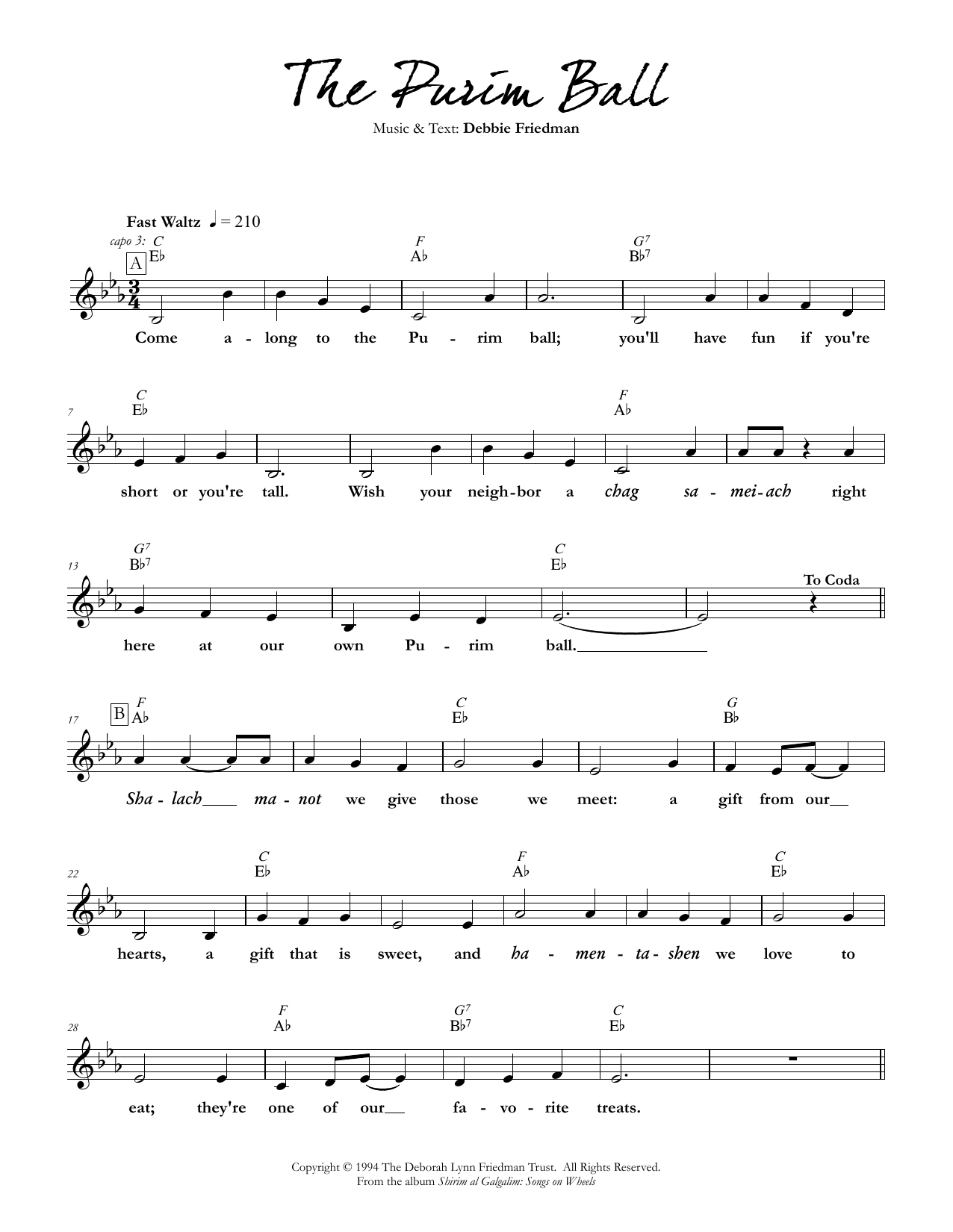Produktgalerie: Seite 1 von 1 The Purim Ball, Debbie Friedman, Melodieinstrument