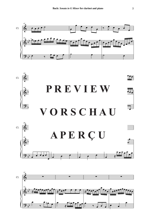 Product gallery: Page 6 of 21 Sonata in G-Moll, BWV 1020 , , (clarinet in Bb and piano)
