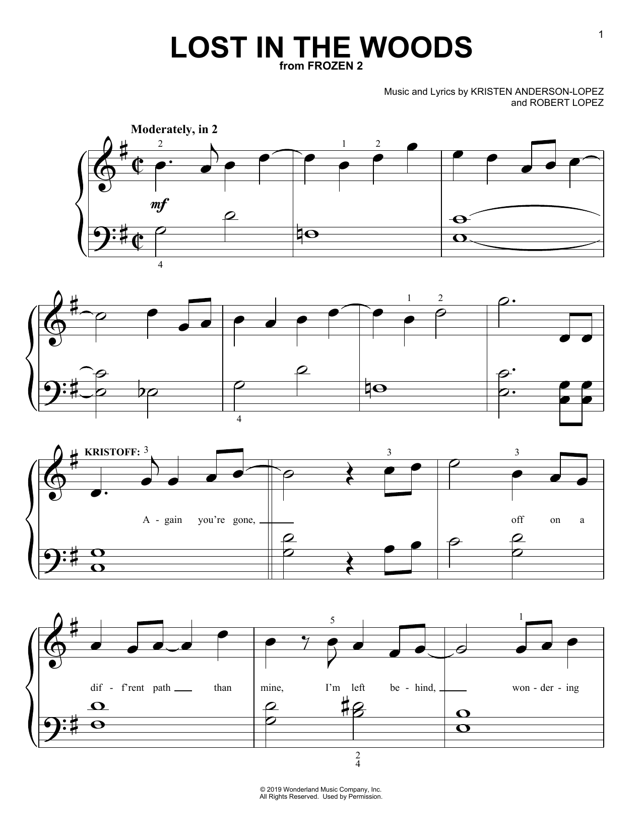Produktbild zu: Lost In The Woods (from Disney's Frozen 2)