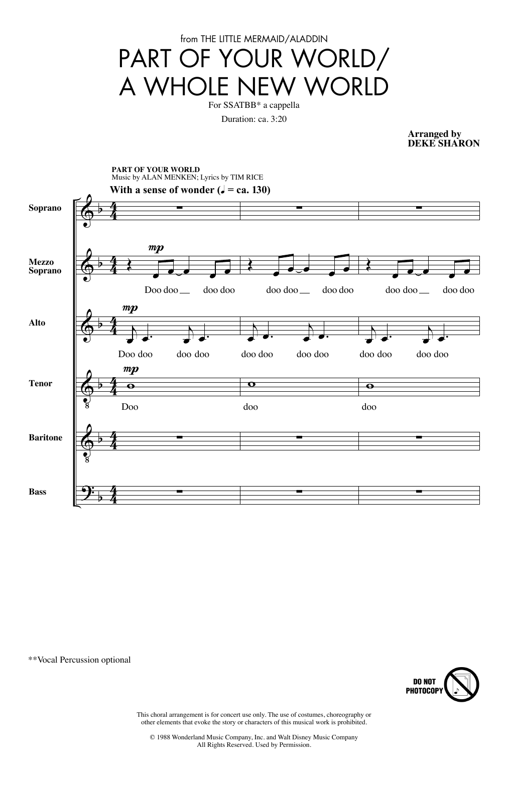 Product picture to: Part Of Your World/A Whole New World (from The Little Mermaid/Aladdin) (arr. Deke Sharon)