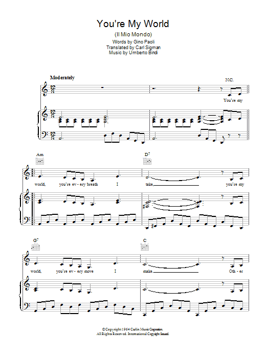 Product gallery: Page 1 of 1 You're My World (Il Mio Mondo), Carl Sigman