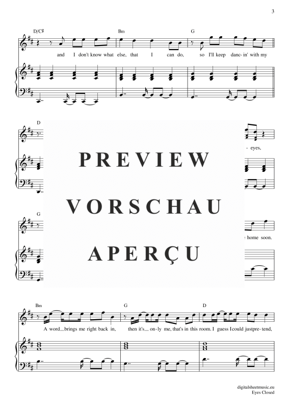 Product gallery: Page 4 of 8 Eyes Closed , Sheeran, Ed, Voice with Piano Accompaniment