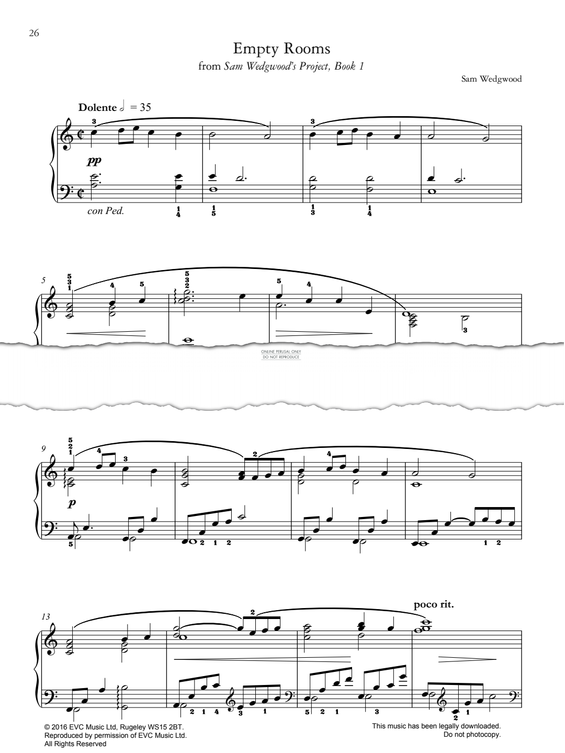 Produktgalerie: Seite 1 von 1 Empty Rooms (from Sam Wedgwood’s Project, Book 1), Sam Wedgwood, Klavier